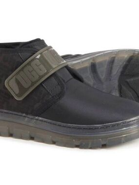 UGG Black Slip-On Ankle Booties with Branded Strap